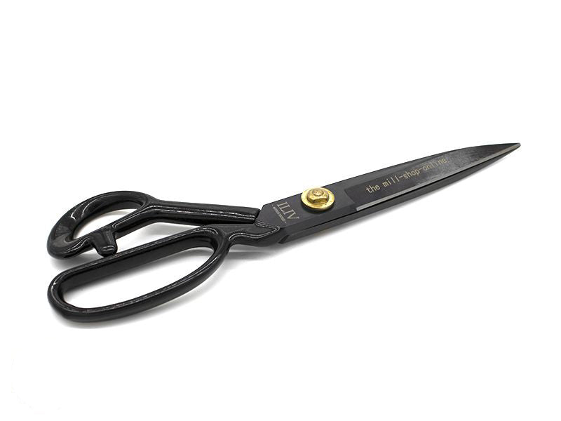 Sharp stainless steel scissors with black handle for precise cutting tasks