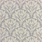 Sherwood Leaf Dove Grey velvet upholstery fabric with soft grey leaf print on a plush basecloth
