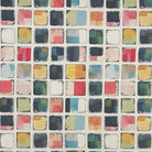 Stylish multicoloured cotton fabric with an expressive, modern grid pattern.