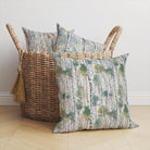 Silver Birch Green - Autumnal Tree Printed Cotton Curtain Fabric