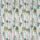 Silver Birch Green - Autumnal Tree Printed Curtain Fabric
