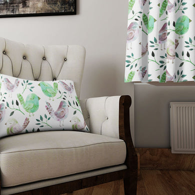 Sleeping Birds - Emerald Green Cushions & Curtains Fabric