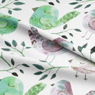 Sleeping Birds Emerald - Digitally Printed Curtain Fabric For Sale