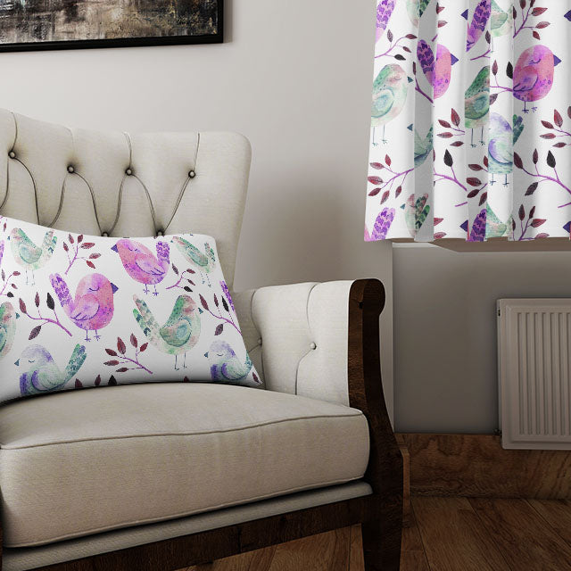 Sleeping Birds - Mauve Cushions & Curtains Fabric