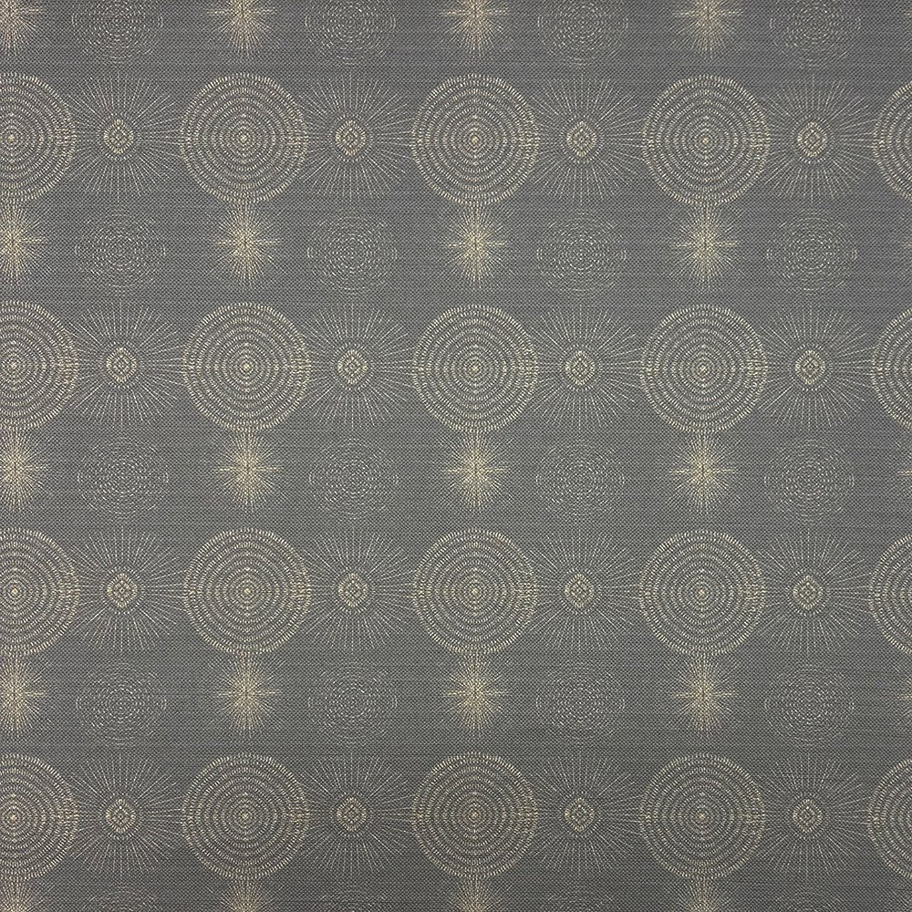 Solstace Golden Noir Upholstery Fabric flat fabric sample with gold geometric motif