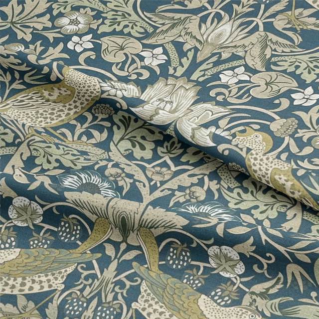 Songbird Fabric in Brown with Elegant Songbird and Vine Print