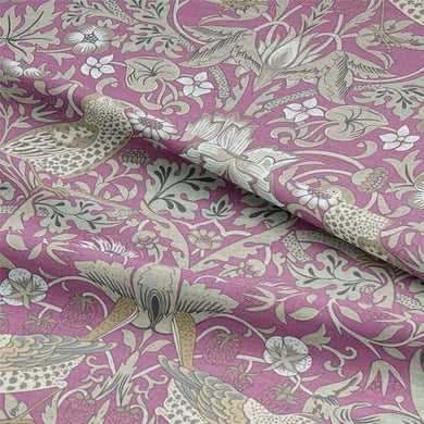 Songbird Fabric in Peach with Delicate Songbird and Cherry Blossom Design