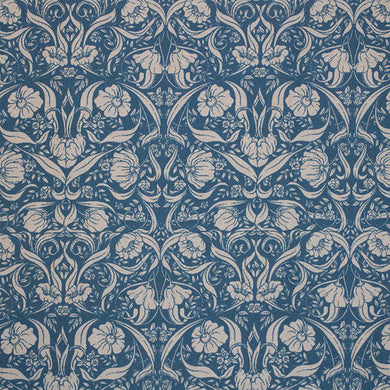 Sophia Linen Curtain Fabric - Wedgewood in soft blue color with natural texture