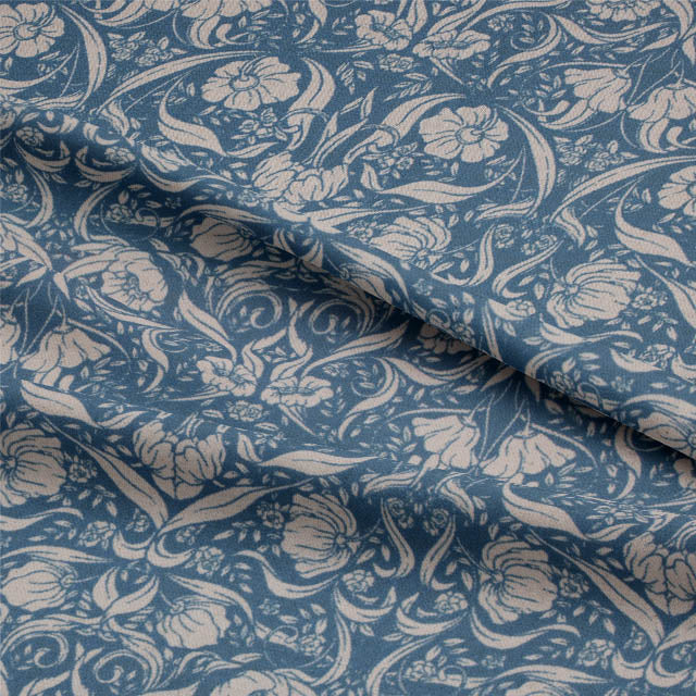 Elegant Sophia Linen Curtain Fabric - Wedgewood draping gracefully in a living room