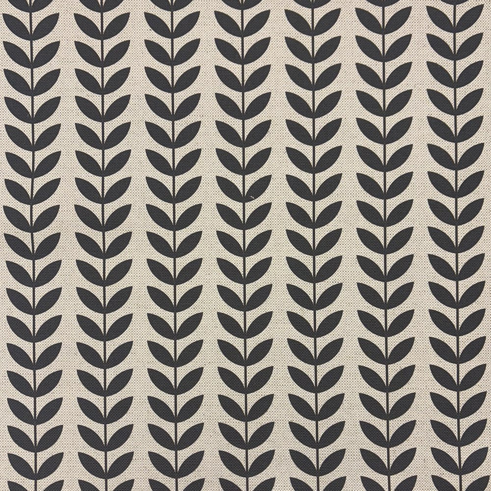 Stockholm Leaf Black upholstery fabric – bold and durable fabric for furniture upholstery.