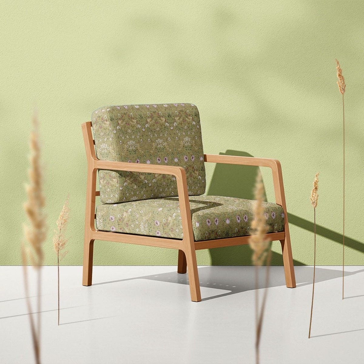 Kiwi Strawberry Thief Crib 5 velvet fabric upholstered on a statement chair