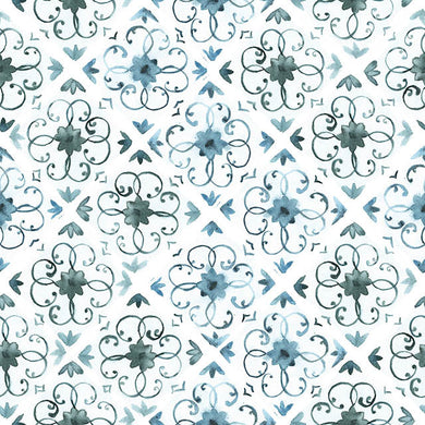 Tangier Cotton Curtain Fabric in Aegean Blue adds a serene touch to any room