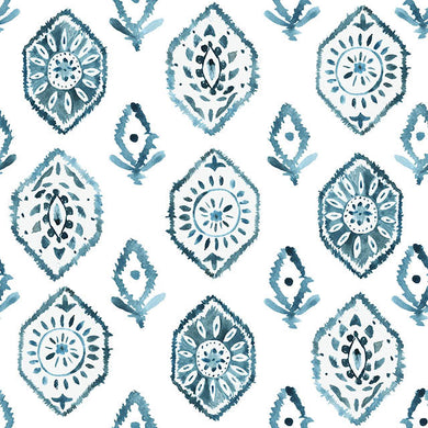 Taza Cotton Curtain Fabric in Aegean Blue, perfect for modern home decor