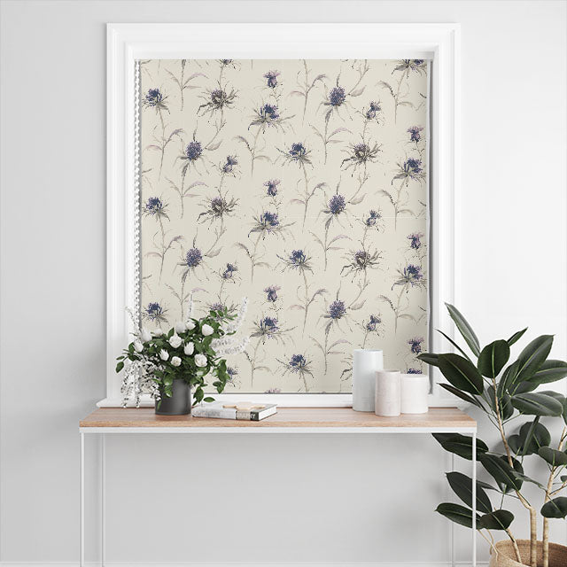 Lilac Thistle Cotton Curtain Fabric, high-quality material for window treatments