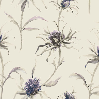 Thistle Cotton Curtain Fabric in Lilac, soft and elegant textile for draperies