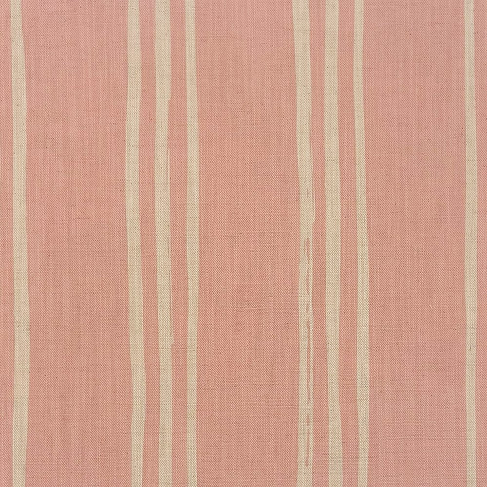 Blush striped linen curtain fabric with soft painterly vertical lines