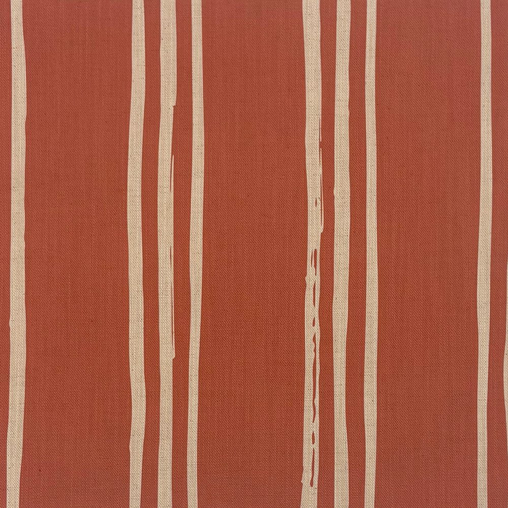 Henna red striped curtain fabric with bold natural stripe desig
