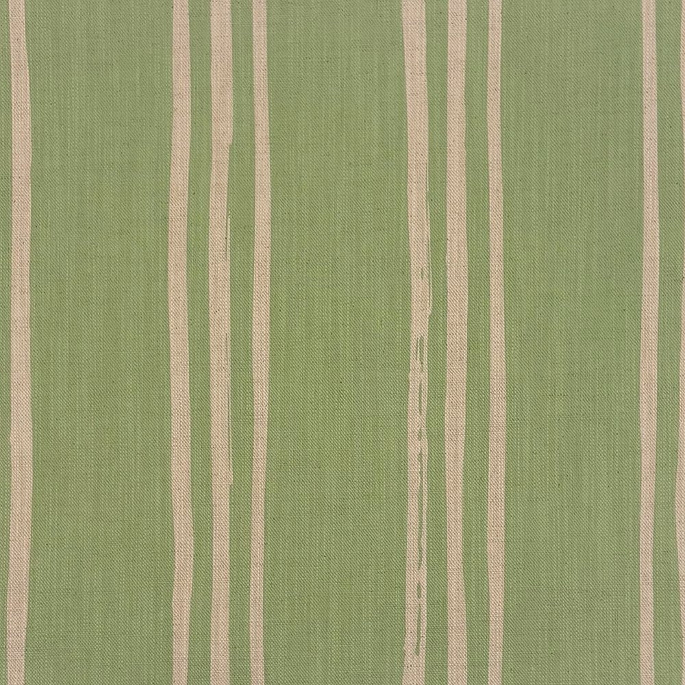 Lemongrass striped linen fabric with uneven hand-painted stripes