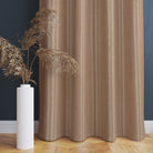 Neutral linen curtain with soft vertical stripe detailing