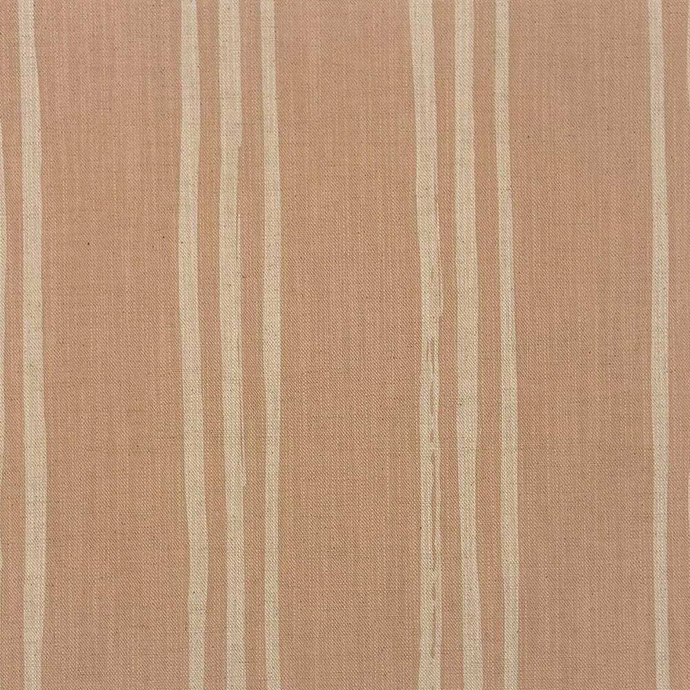 Natural striped linen curtain fabric with cream painterly lines