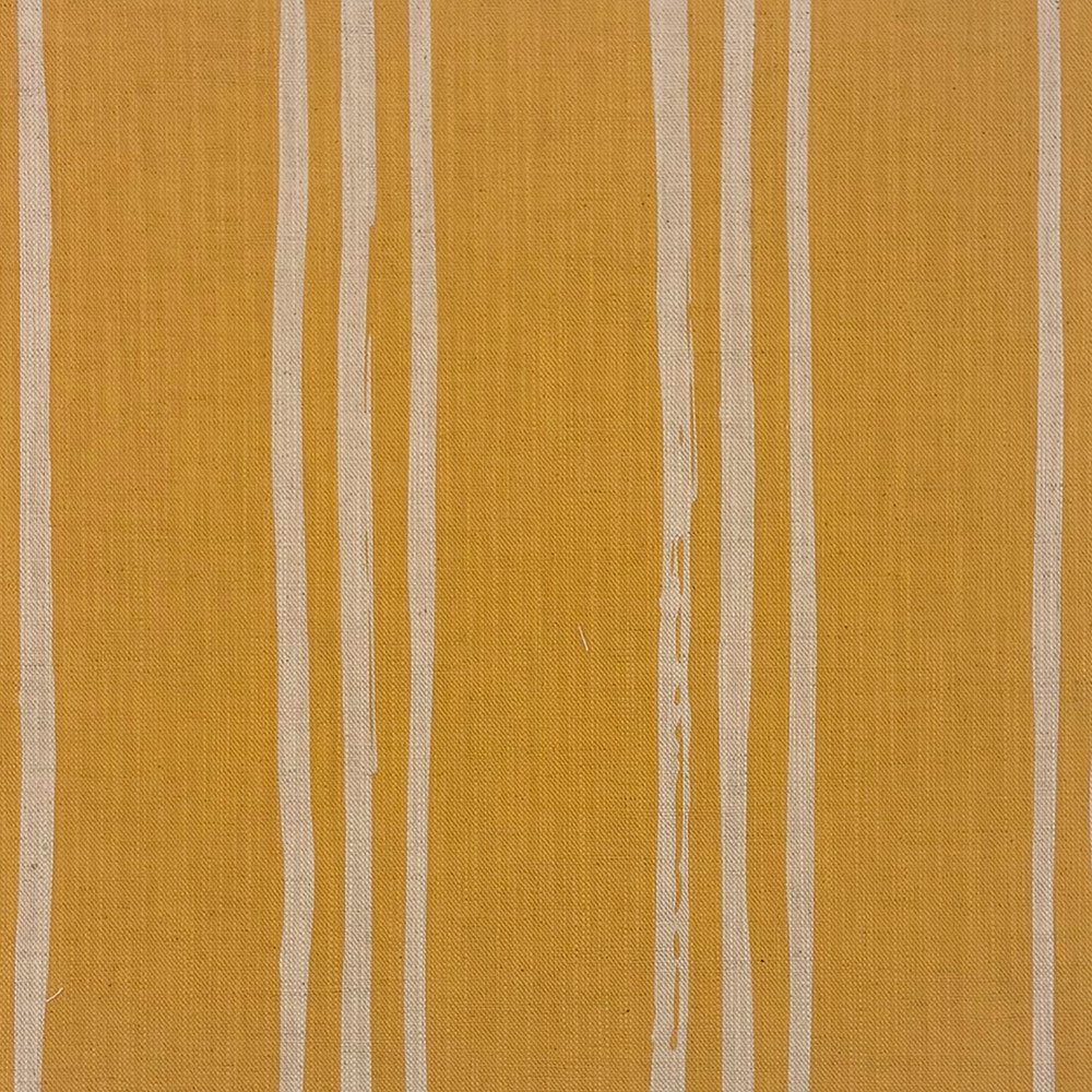 Ochre striped linen curtain fabric with warm neutral lines