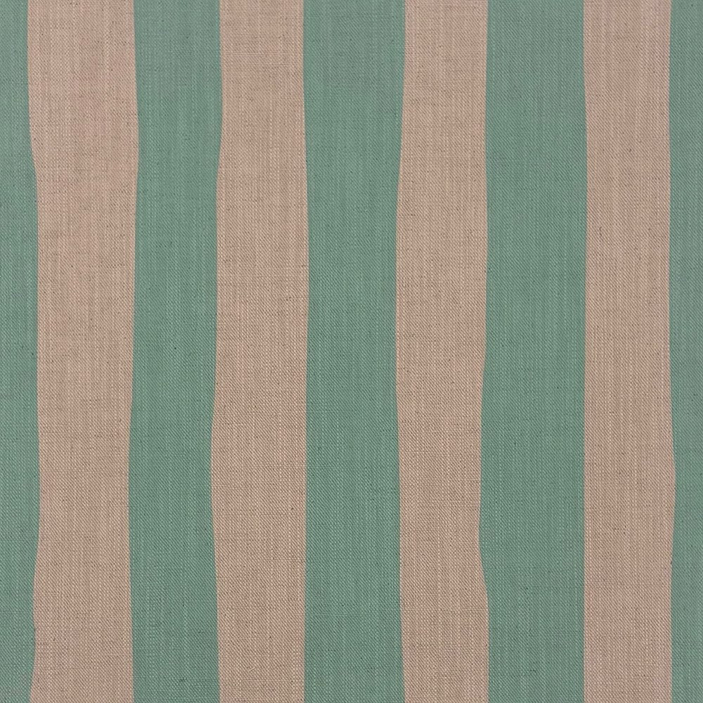 Flat image of Tirso Duck Egg striped linen curtain fabric with blue-green soft stripes on linen