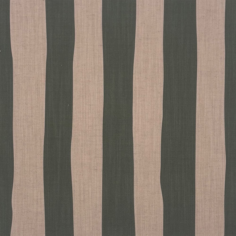 Flat image of Tirso Fennel striped linen curtain fabric with soft green painterly stripes