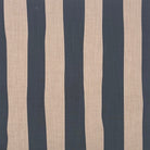 Flat image of Tirso Navy striped linen curtain fabric with deep blue vertical painterly lines