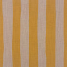 Flat image of Tirso Ochre striped linen curtain fabric with golden yellow hand-drawn stripes