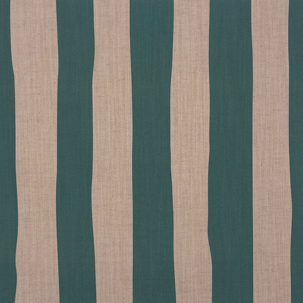 Flat image of Tirso Teal striped upholstery fabric in deep teal and natural beige stripes
