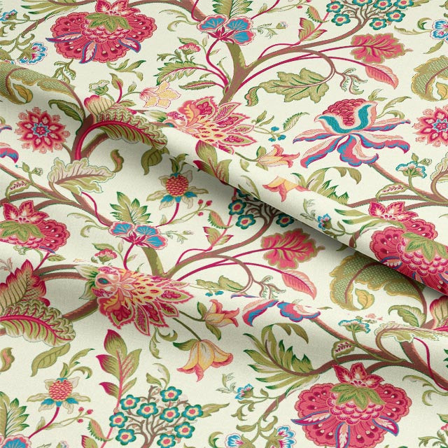Close up of ivory Tree of Life Fabric draped over a chair