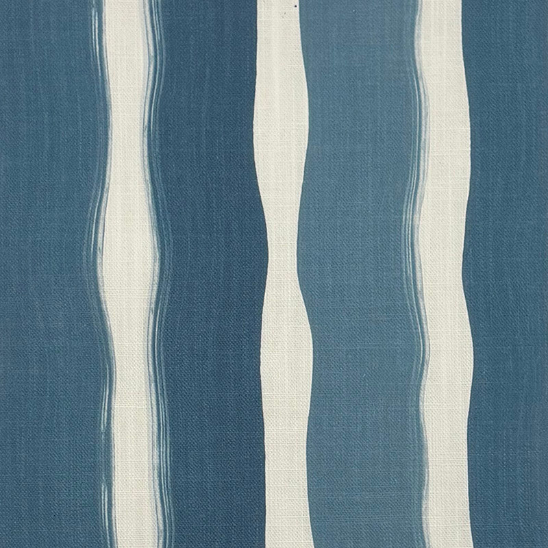deep teal striped curtain fabric with soft vertical stripe pattern on durable linen curtain fabric