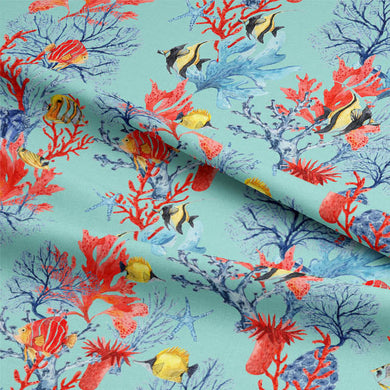 Soft and flowing fabric with an ocean-inspired design, perfect for coastal decor