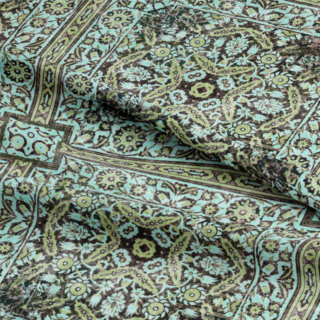 Close-up of Urmia Linen Curtain Fabric in Aqua color, perfect for light filtering