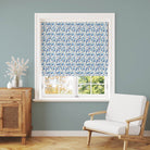 Verdure Blue - Blue Leaf Pattern Curtain Fabric