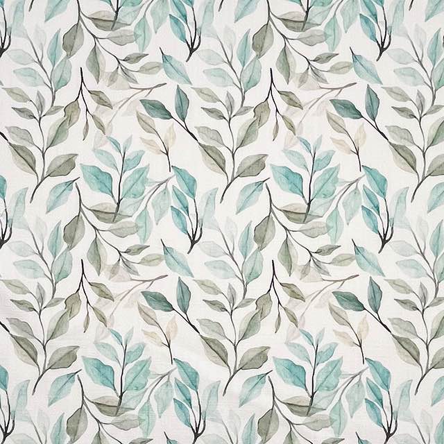 Verdure Light Green - Leaf Pattern Curtain Fabric
