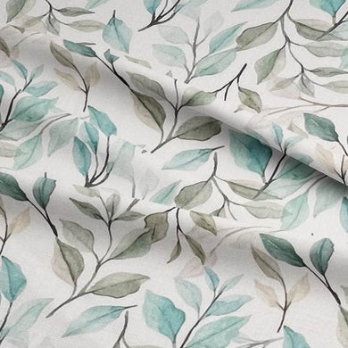Verdure Light Green - Leaf Pattern Linen Curtain Fabric