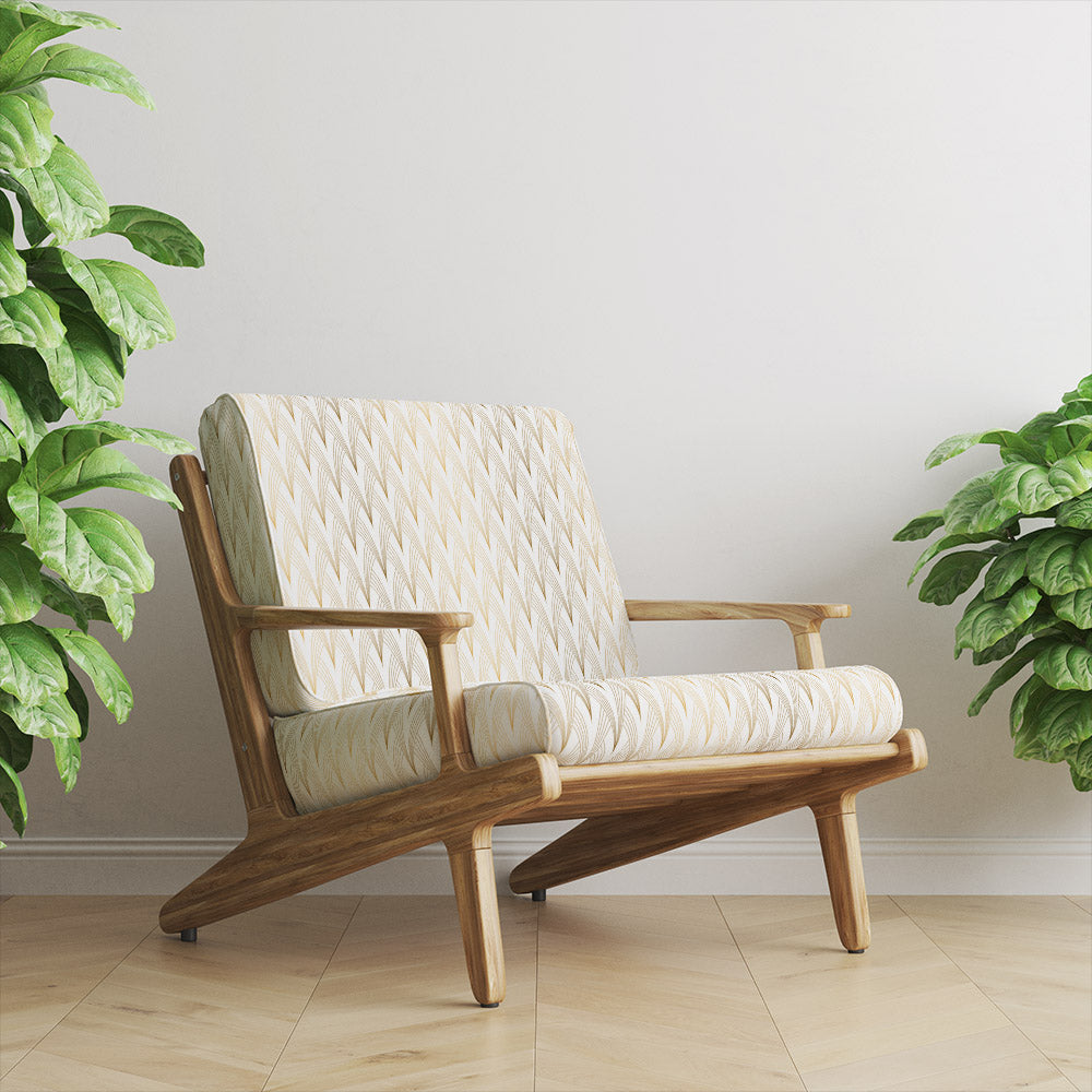 Vesper Gold velvet upholstery fabric shown on chair