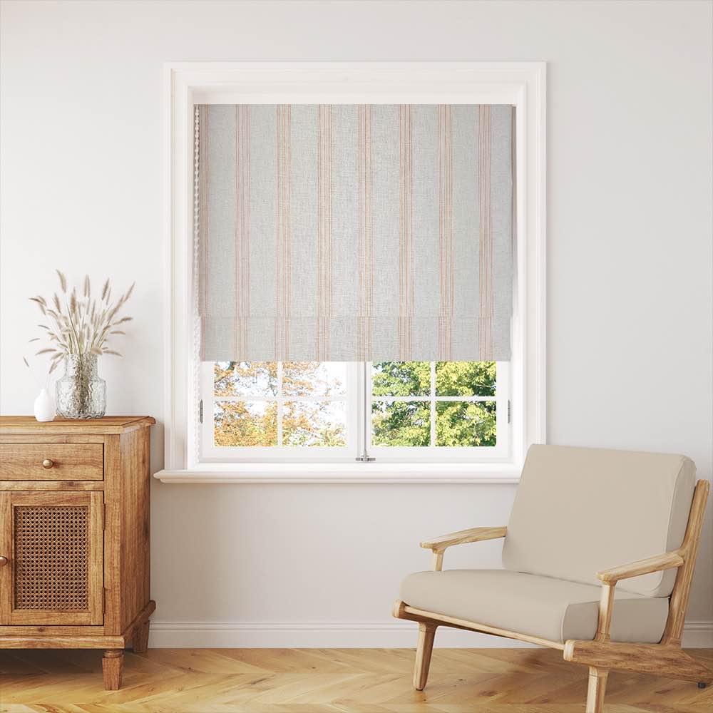 Warwick Stripe Burnt Ochre - Vertical Striped Curtain Fabric