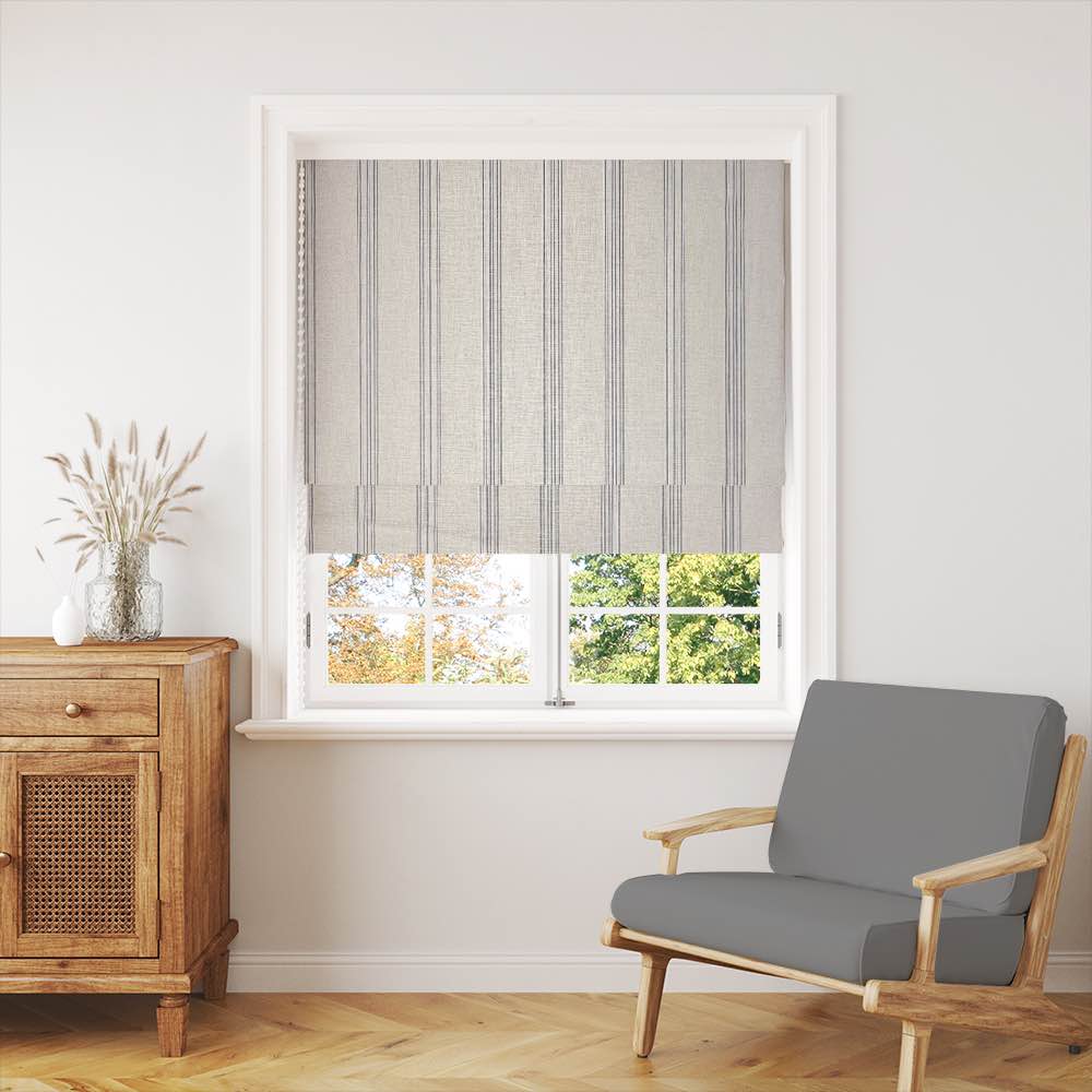 Warwick Stripe Charcoal - Vertical Striped Curtain Fabric