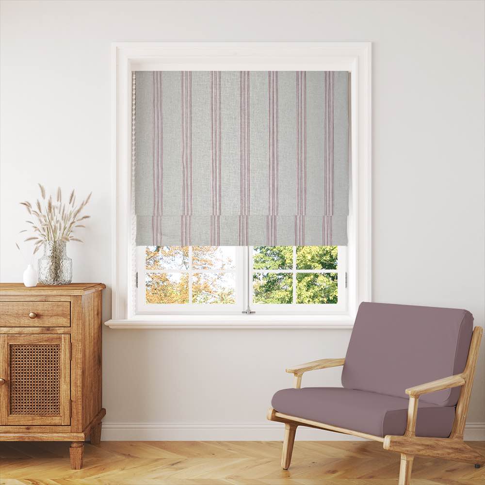 Warwick Stripe Wine - Vertical Striped Curtain Fabric