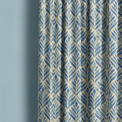 A close-up image of watercolour leaves upholstery fabric in shades of green and blue, perfect for adding a natural and artistic touch to any furniture or home decor project