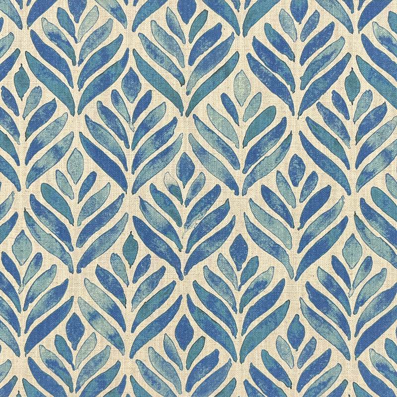 Beautiful watercolour leaves fabric in shades of green and blue, perfect for crafting and home decor projects