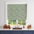 Beautiful watercolor leaves fabric with green, blue and yellow leaf pattern