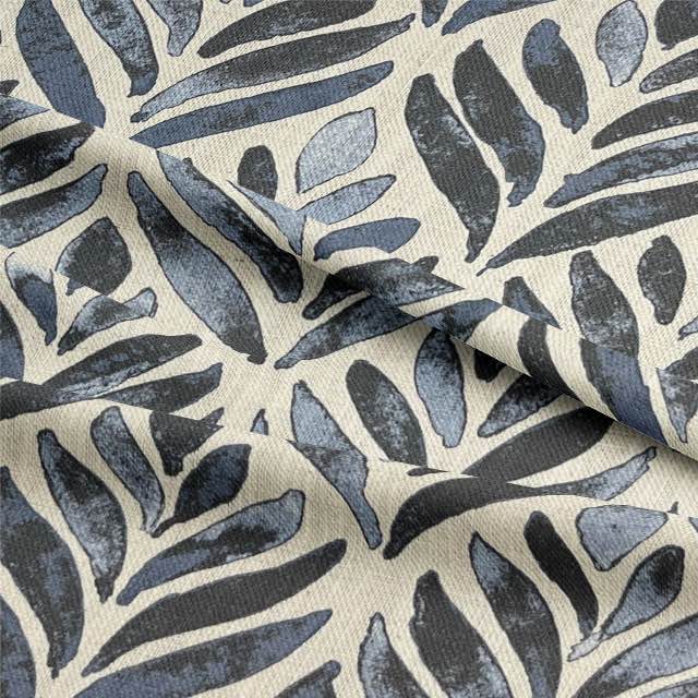 Watercolour Leaves Upholstery Fabric: A beautiful fabric featuring delicate watercolour-style leaves in shades of green and blue, perfect for adding a touch of natural elegance to any upholstery project