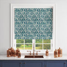 Beautiful watercolour leaves fabric with green and blue leaf patterns on white background, perfect for creating nature-inspired designs