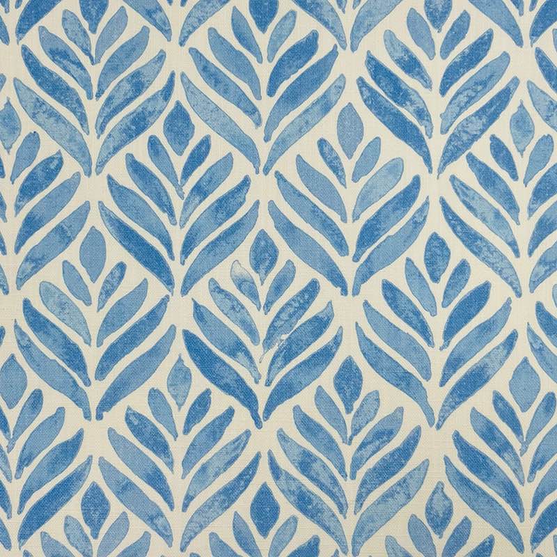 Flat image of Watercolour Foliage Velvet Fabric in Blue – printed leaf velvet upholstery fabric