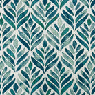 Flat image of Watercolour Foliage Velvet Fabric in Teal – rich teal velvet upholstery fabric with leaf print