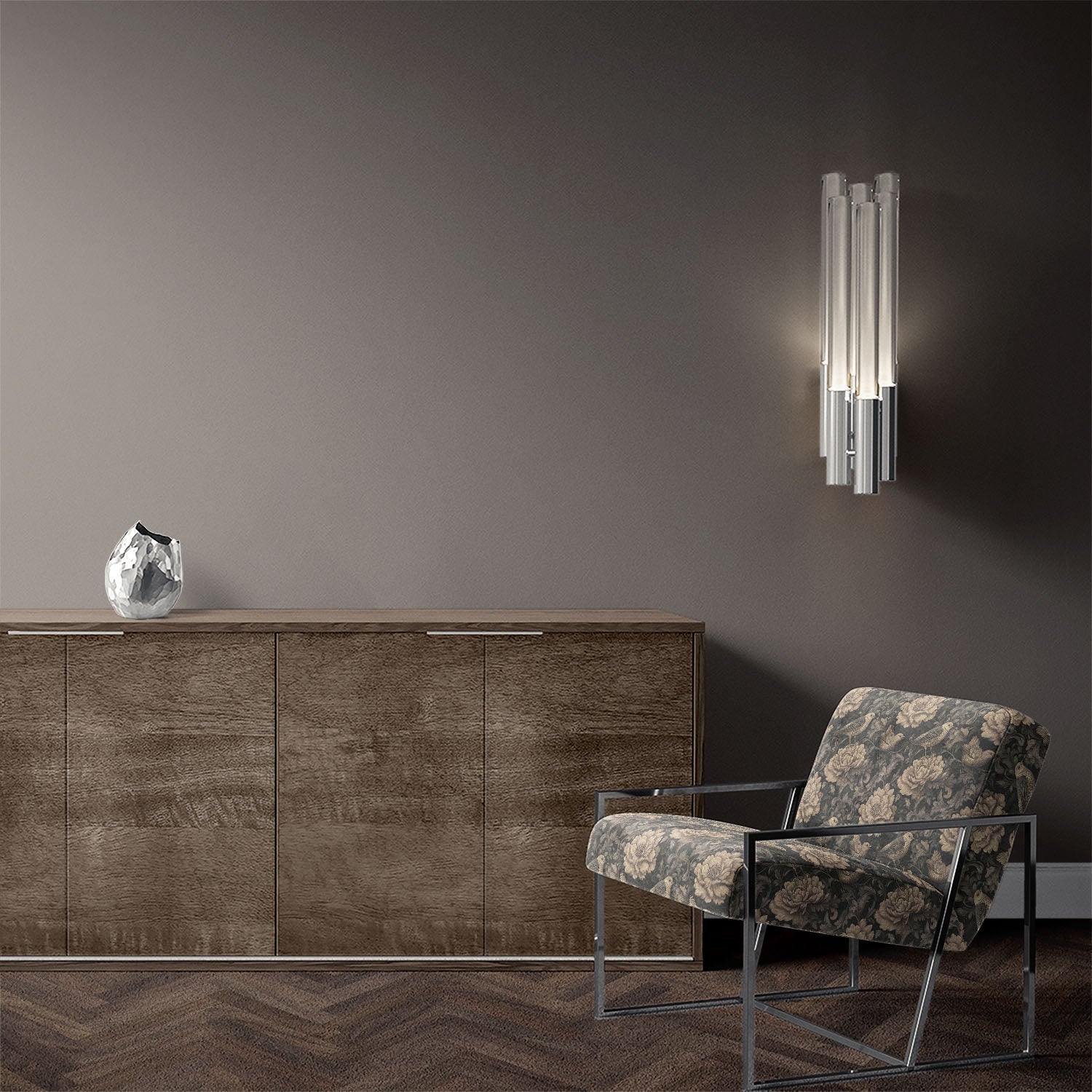 Weaver bird style upholstery fabric upholstered accent chair in charcoal floral design