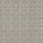 Welford Charcoal geometric linen blend upholstery fabric – flat lay showcasing fan motif.